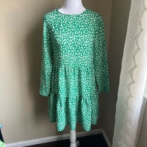 ASOS green and white long sleeve mini floral dress | 2